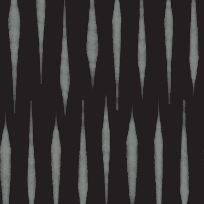 This simple bohemian design features painted stripes staggered over a dark background.