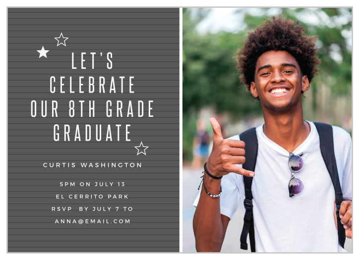 Surround yourself with family and friends to celebrate your academic achievement when you send out our Letterboard Quad Graduation Invitations.