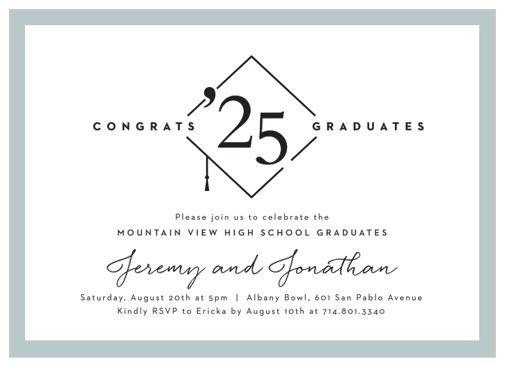 You’ve worked hard for this, so make your graduation celebration a memorable one with our Twin Portraits Graduation Invitations.
