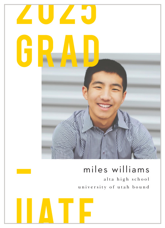 The big day has come, so shout it out loud with our Bold Poster Graduation Announcement.