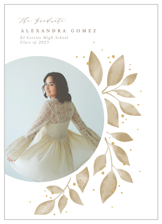 Inform family and friends that you are out of school and have received your diploma with our Draping Foliage Graduation Announcements.