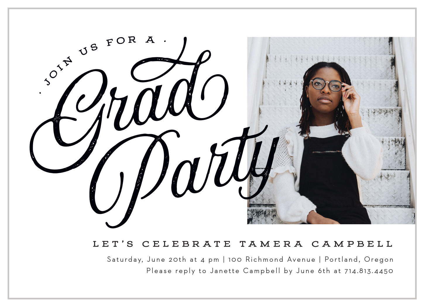 Vintage Script Graduation Invitations