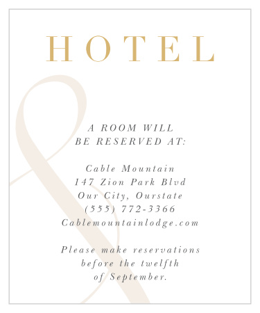 Inform family and friends where you have booked a block of rooms with our Modern Ampersand Accommodation Cards.