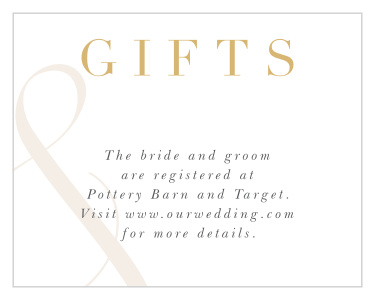 Let family and friends know where you have registered for wedding gifts with our Modern Ampersand Registry Cards.