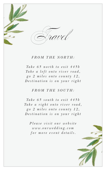Our Elegant Vines Direction Cards guide family and friends to your wedding venue with ease.