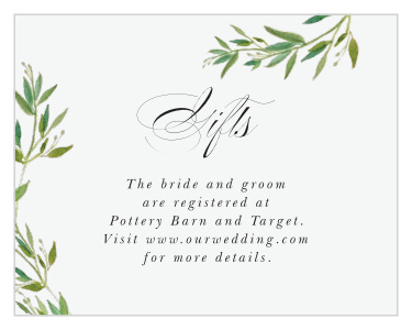 Let family and friends know where you have registered for wedding gifts with our Elegant Vines Registry Cards.