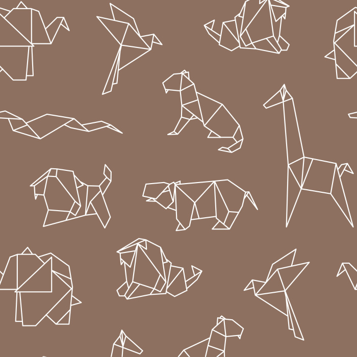 Create a playfully modern atmosphere with our Oragami Safari peel and stick removable wallpaper.