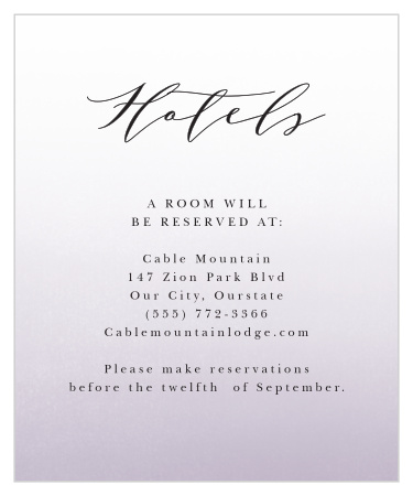 Inform family and friends where you have booked a block of rooms with our Awesome Ombre Accommodation Cards!