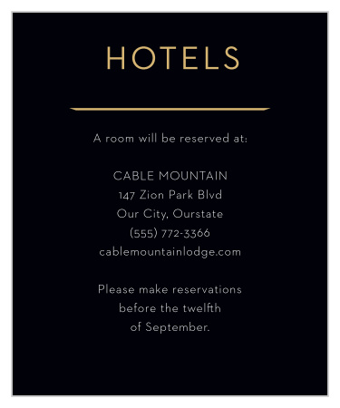 Inform family and friends where you have booked a block of rooms with our Golden Photo Accommodation Cards!