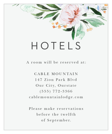 Inform family and friends where you have booked a block of rooms with our Floral Cascade Accommodation Cards!
