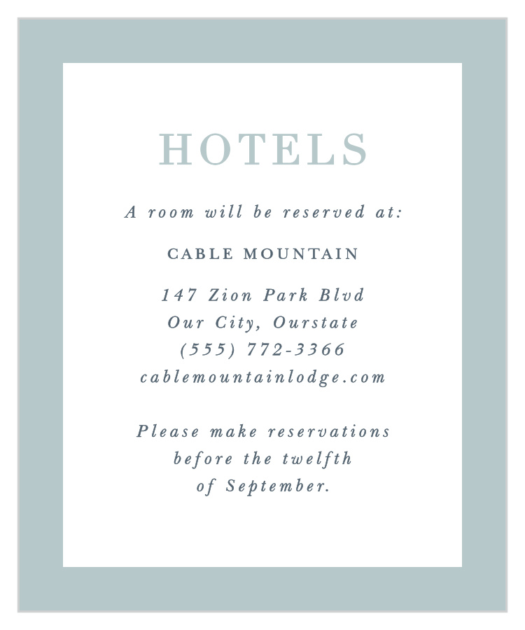 Forever & Always Accommodation Cards