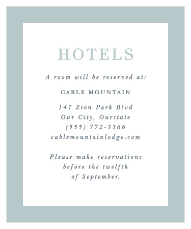 Our Forever & Always Accommodation Cards recommend the best local hotel to out-of-town family and friends.