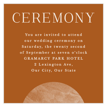 Our Earthy Mod Ceremony Cards gather family and friends together to attend your wedding.