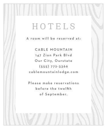 Suggest the best local hotel to out-of-town guests with our Wood Plank Accommodation Cards.