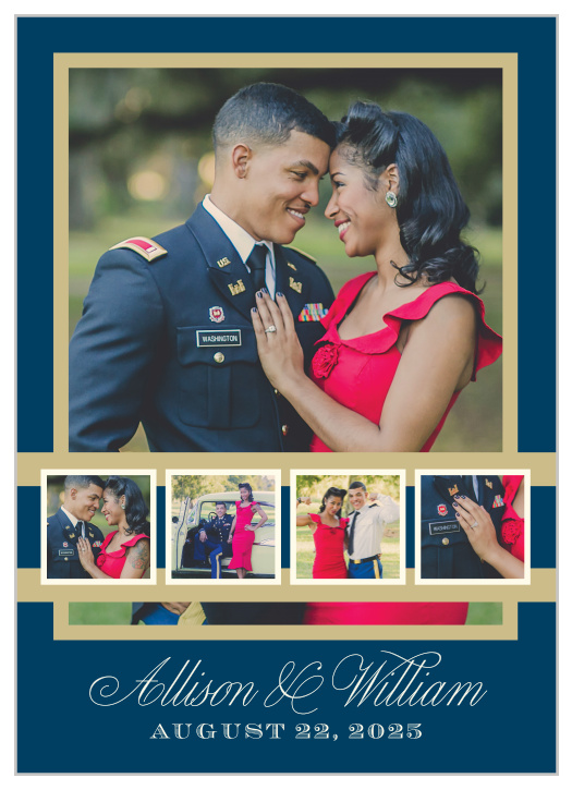 Showcase your favorite engagement photos on the Photo Ribbon Wedding Invitations. 
