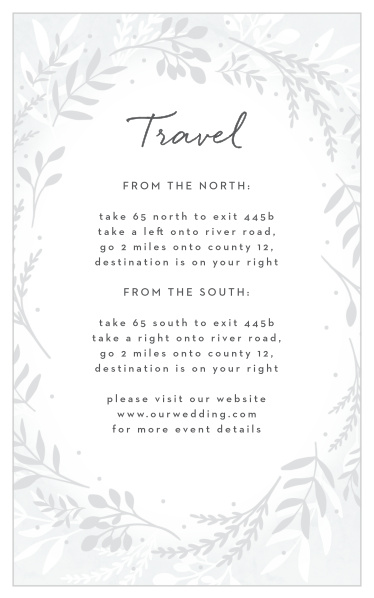 Guide family and friends to your wedding venue with our Icy Wreath Direction Cards.