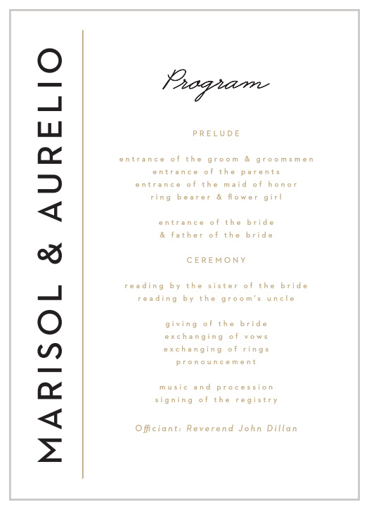 Our Mod Grid Wedding Programs are the perfect way to clearly display your wedding event information for everyone in attendance.