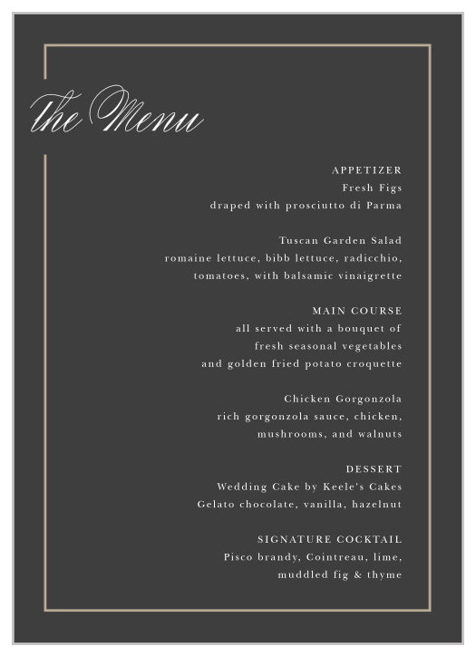 Complete the perfect dining experience with our Garden Roses Wedding Menus.