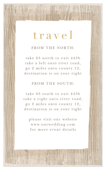 Our Wood Collage Direction Cards guide family and friends to your wedding venue with ease.