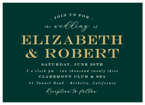 Gather friends and family together to celebrate your marriage with our Bold Names Wedding Invitations.