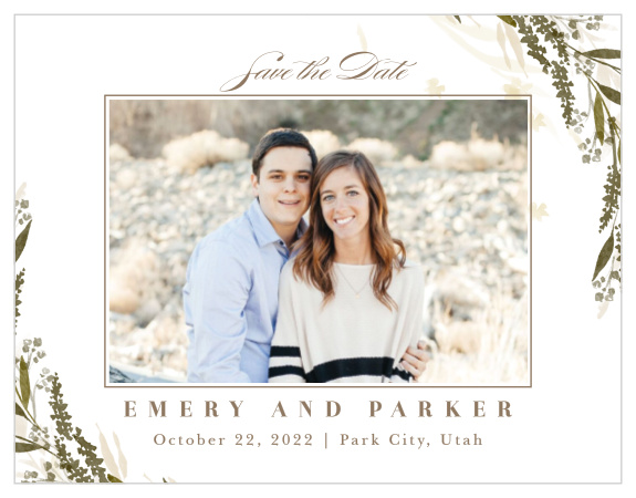 The Elegant Wreath Save the Date Magnets will remind guests of the upcoming event date with a picture of the couple.