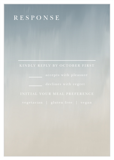 Gather a headcount of every friend and family member that plans to attend your wedding with our Soft Mist Response Cards.