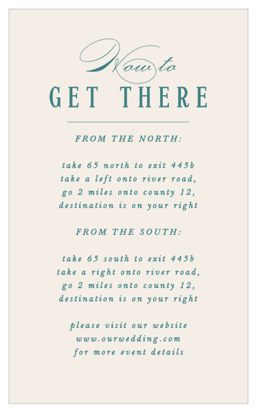 The Formal Charm Direction Cards match the rest of the invitation suite perfectly!