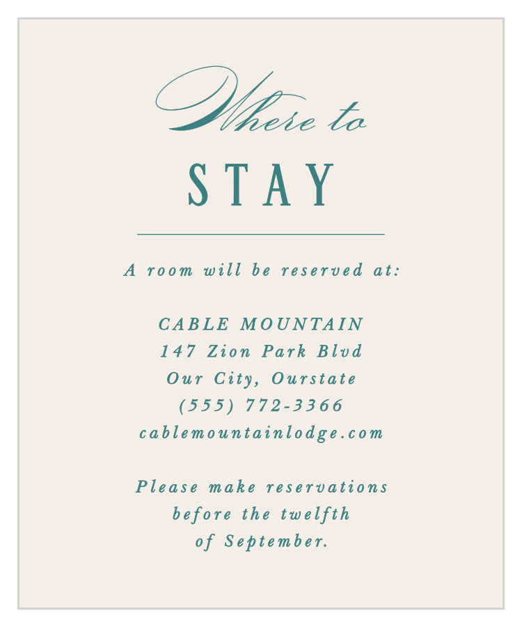 Formal Charm Accommodation Cards