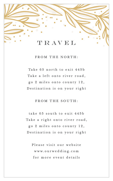 Guide family and friends to your wedding venue with our Draped Leaves Direction Cards.