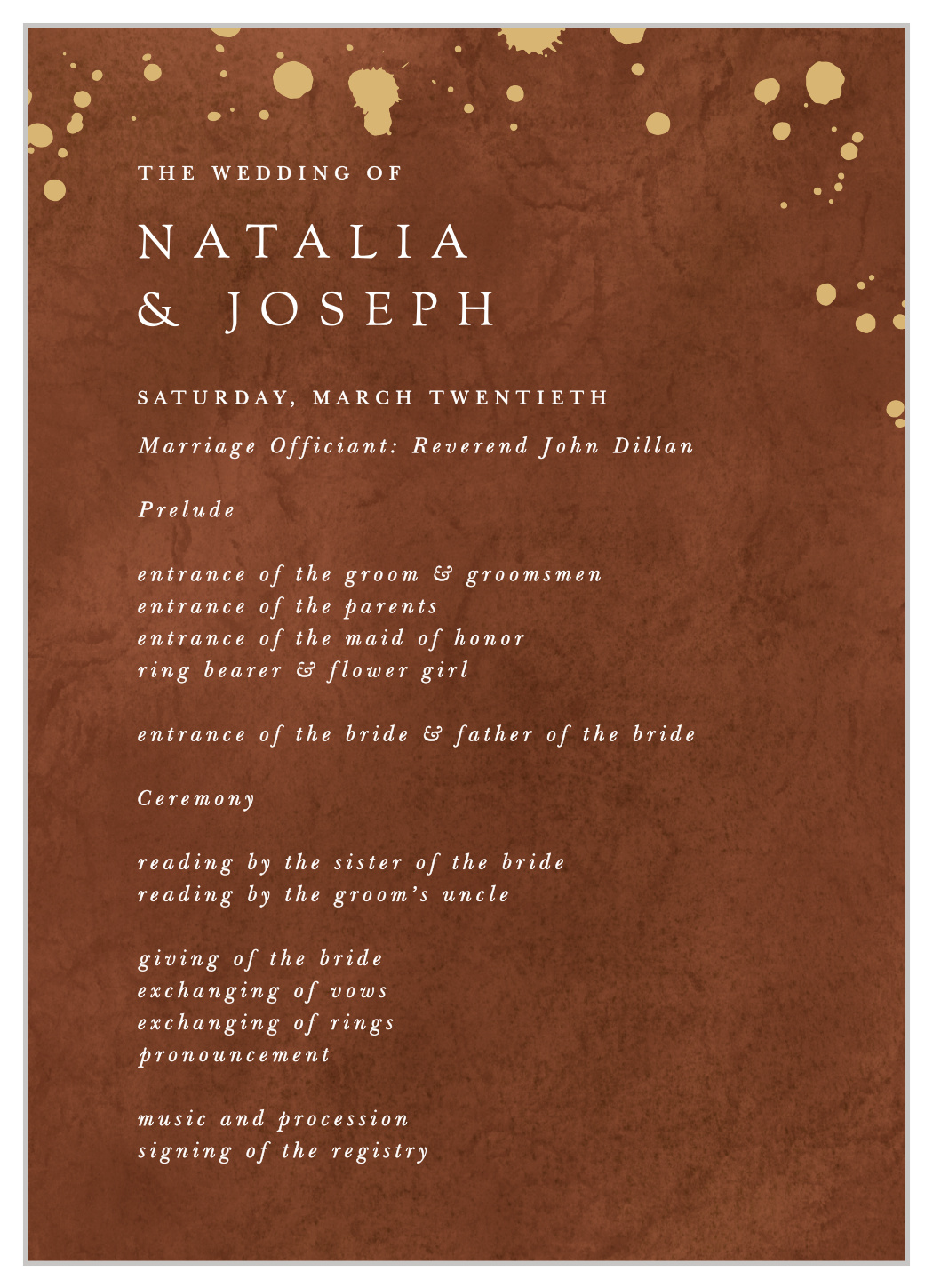 Painted Stone Wedding Programs