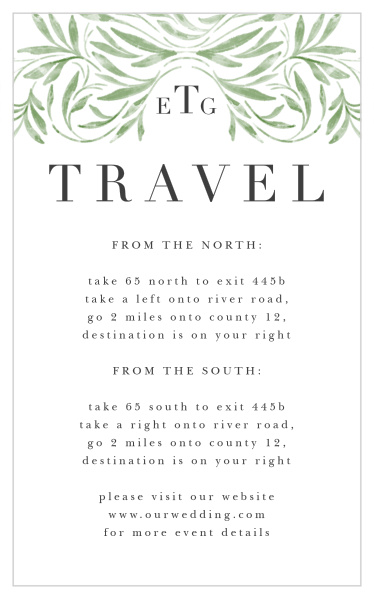 Family and friends will easily be able to find your wedding venue with the help of our Engraved Elegance Direction Cards.