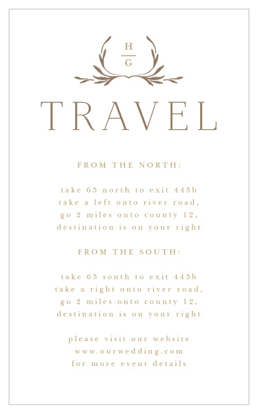 Family and friends will have no issue finding their way to your wedding venue with the help of our Monogrammed Minimalist Direction Cards.