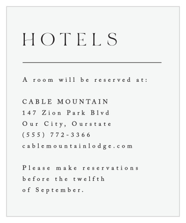 Recommend the best local hotel to out-of-town family and friends with our Minimal Magnifique Accommodation Cards.