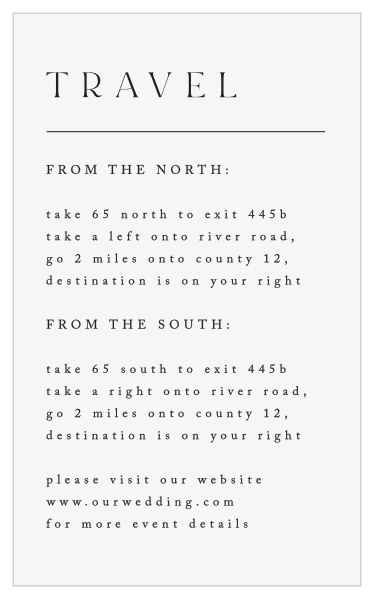 Family and friends will have no issue finding their way to your wedding venue with the help of our Minimal Magnifique Direction Cards.