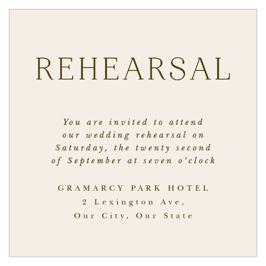 Bring family and friends together for a practice run to make sure your wedding day runs as smoothly as possible with the help of our Encircled Elegance Rehearsal Cards that coordinate perfectly with the rest of the Encircled Elegance wedding suite of products.