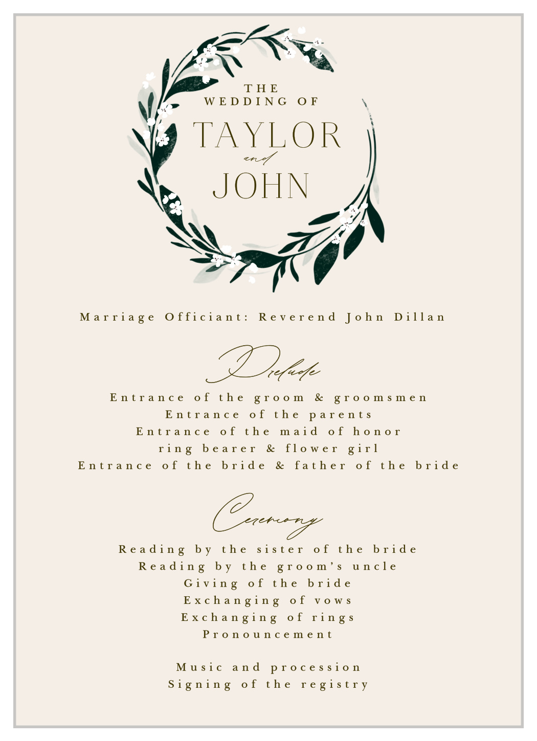 Encircled Elegance Wedding Programs