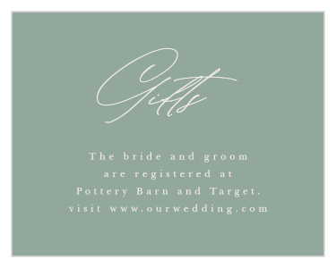 Our Hidden Garden Registry Cards inform family and friends where you would like your wedding gifts from.