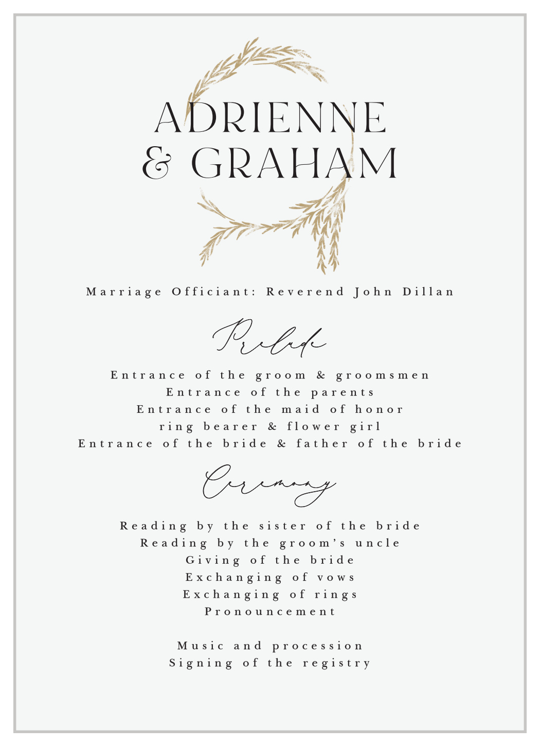 Looking Glass Wedding Programs
