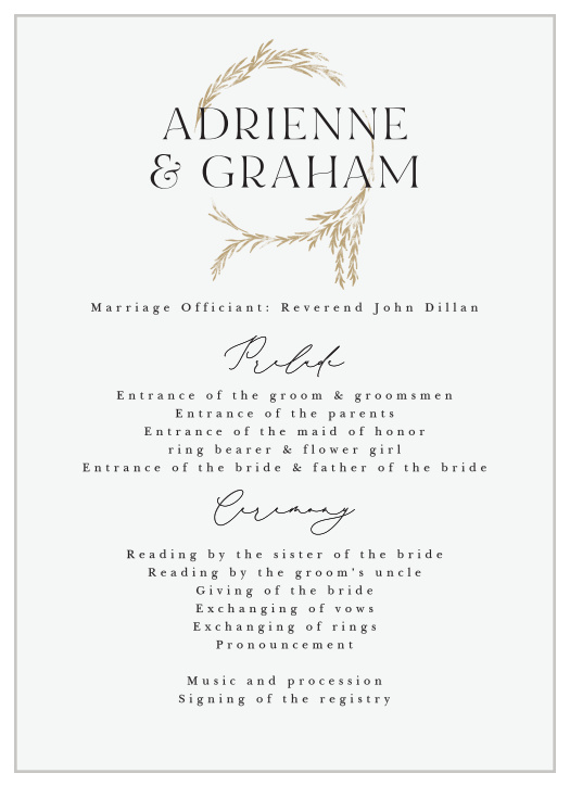 Set the stage for your ceremony and make sure everyone is on the same page with our Looking Glass Wedding Programs.