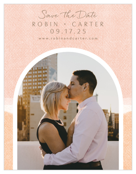Loved ones are sure to rush to their calendars to pencil in your special day when they see the look of our Artful Arch Save the Date Magnets.