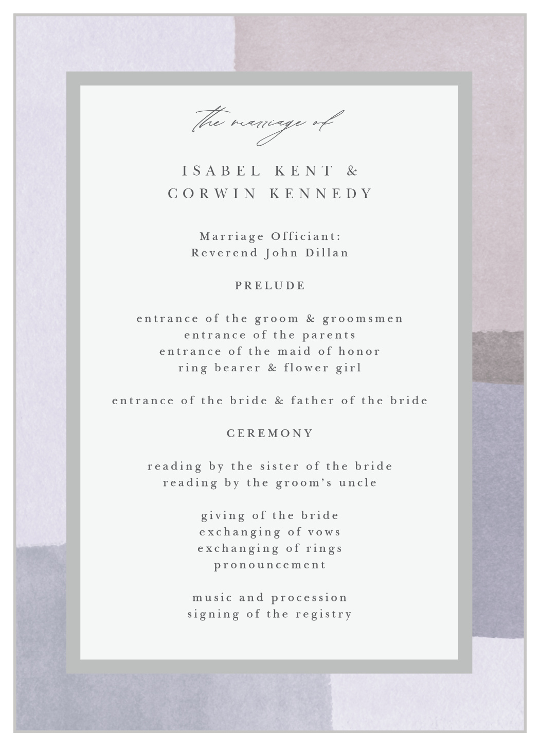 Watercolor Layers Wedding Programs