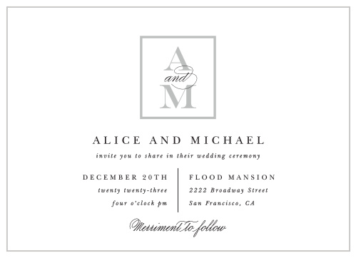Monogram Square Landscape Wedding Invitations