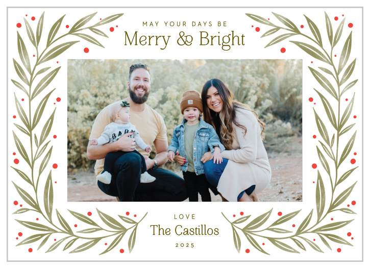Send your warm wishes to family and friends this season with our Merry Garlands Holiday Cards.