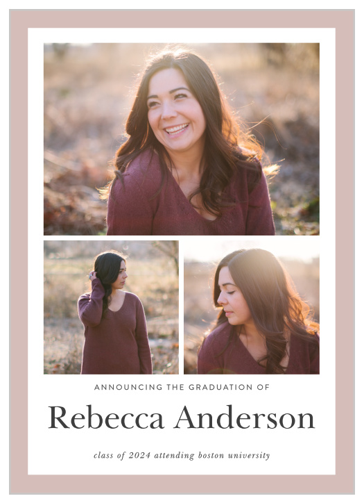 Use our Cheerful Triad Graduation Announcements to announce your exciting news to friends and family!