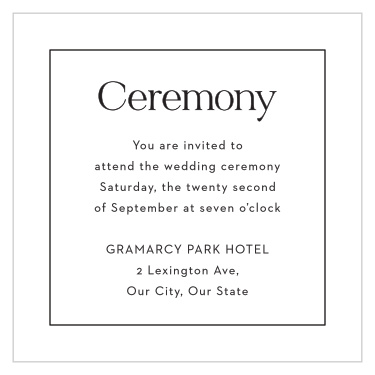Be sure family and friends make it to your big day with our Love Space Ceremony Cards.