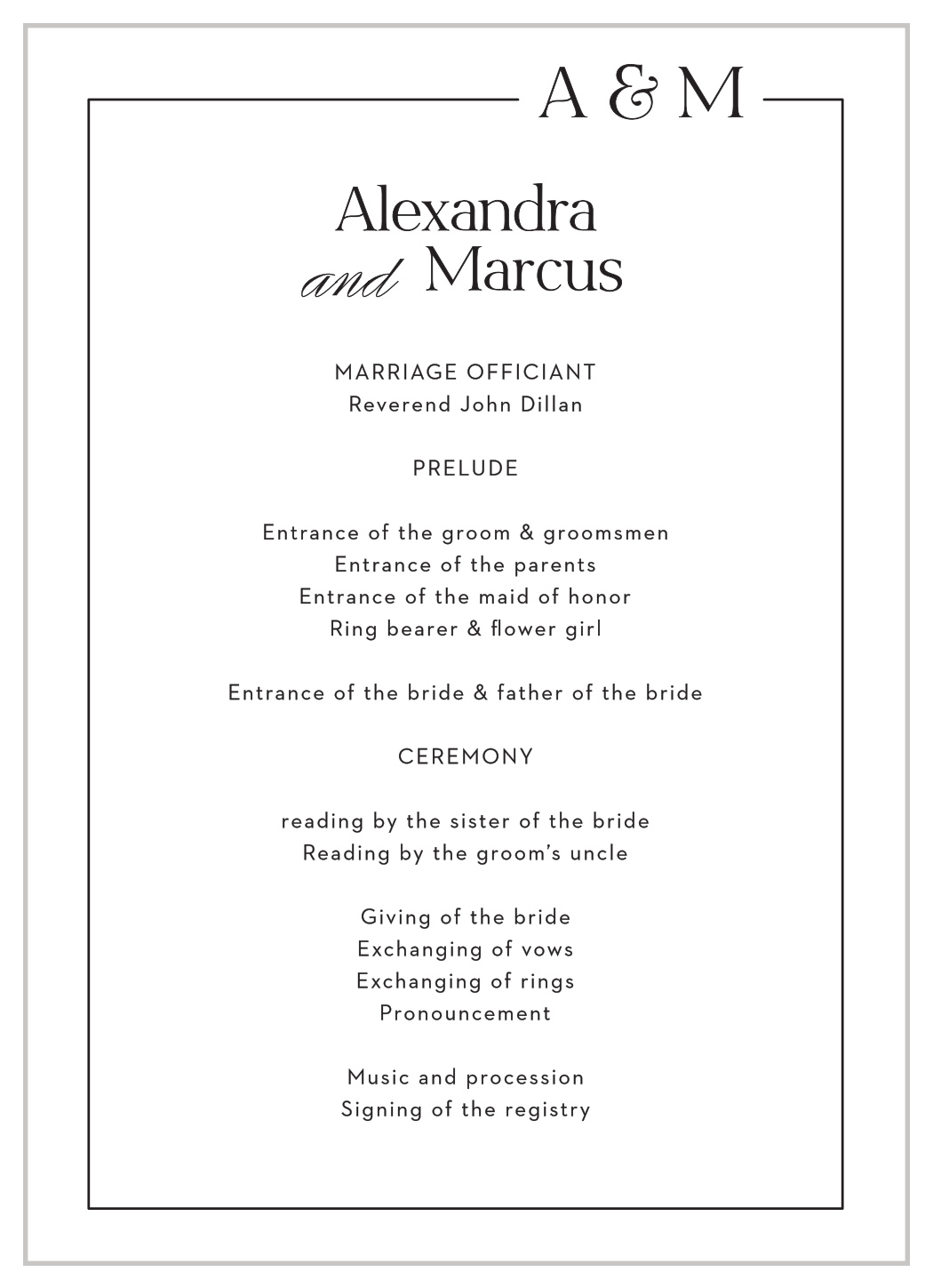 Love Space Wedding Programs