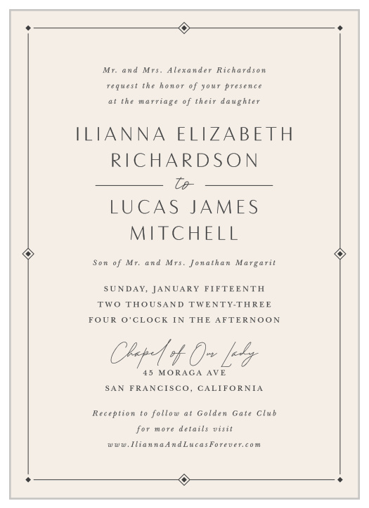 Announce your big day in style with our classy yet unassuming Ilianna Elegance Wedding Invitations.