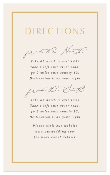 Guide family and friends to your wedding venue with ease when you send out our You & Me Direction Cards. 