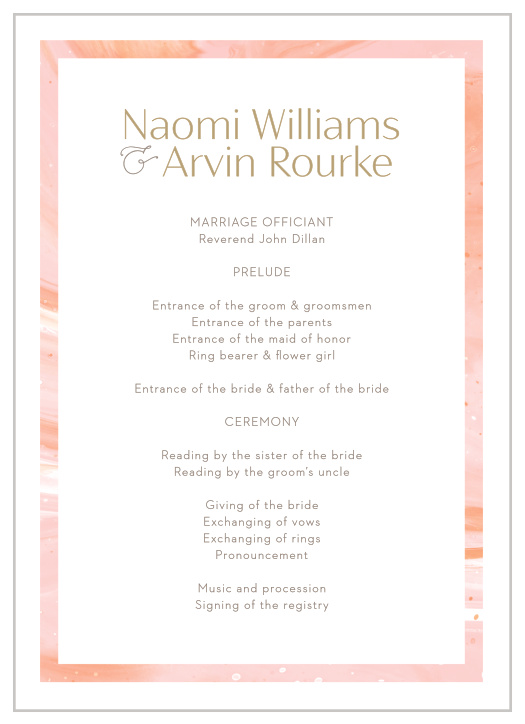 Spell out your ceremony order to family and friends with our Sleek Names Wedding Programs.