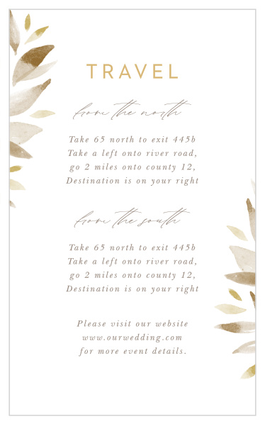 Guide family and friends to your wedding venue with ease when you send out our Soft Leaves Direction Cards.